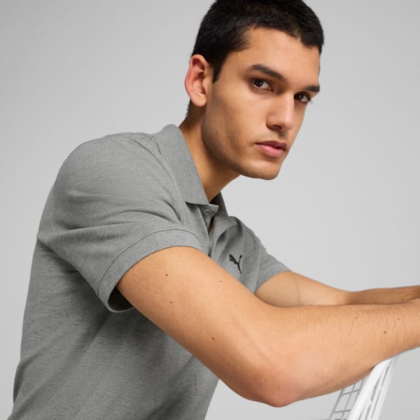Camiseta tipo polo Essentials de piqué para hombre, Medium Gray Heather, extralarge
